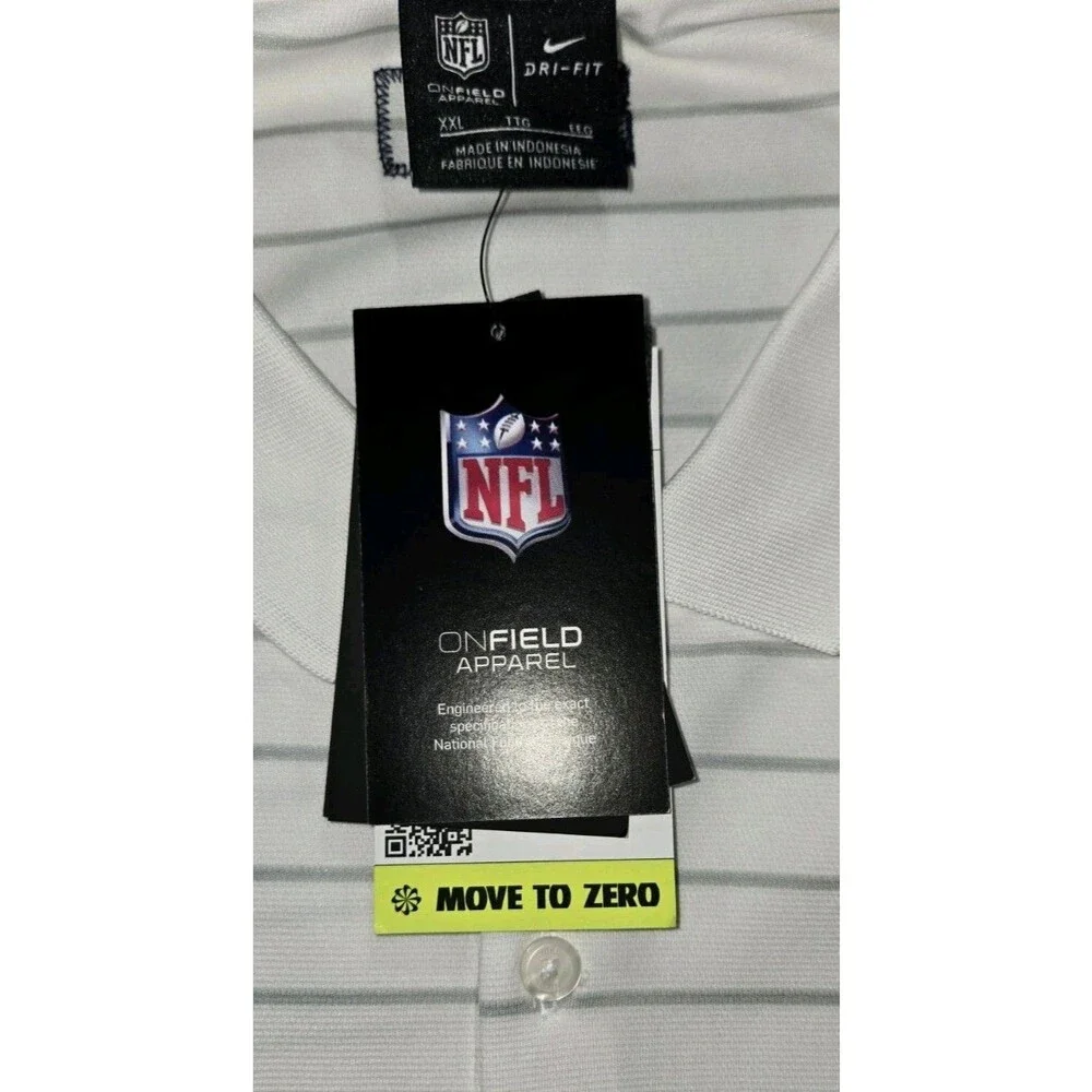 Mens Nike DriFit On Field Apparel New England Patriots Striped Polo Shirt 2XL